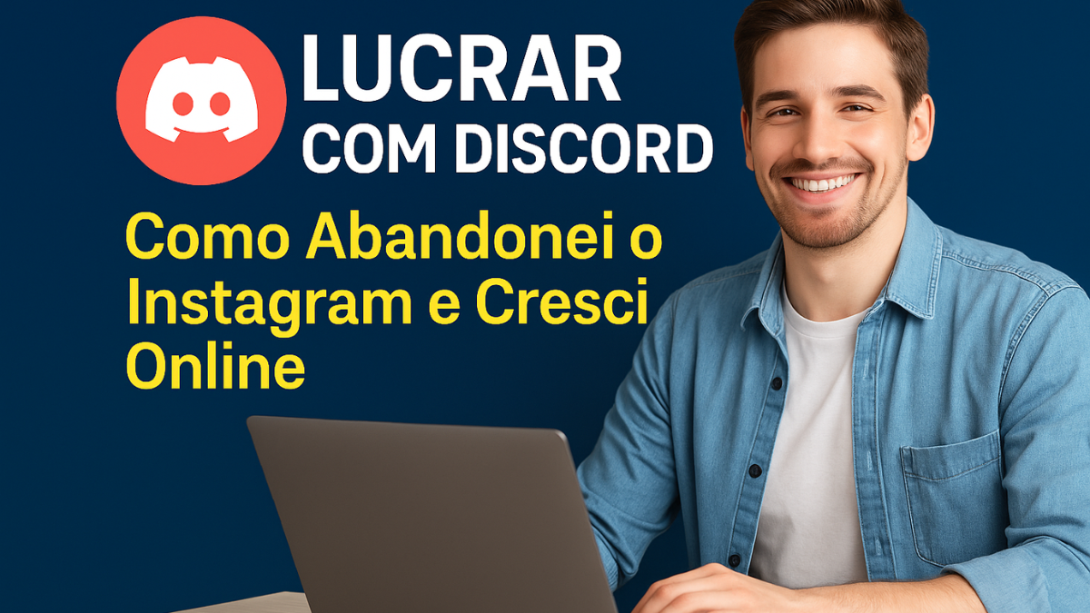 Pessoa usando notebook com interface do Discord, representando como ganhar dinheiro criando comunidades digitais.