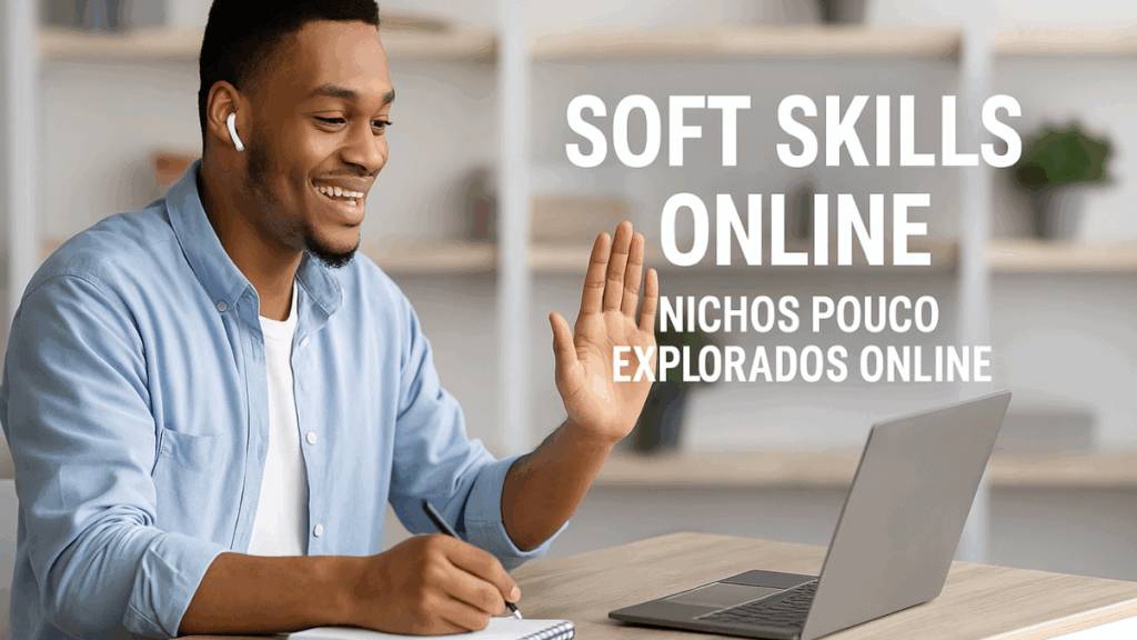 Jovem participando de curso online de soft skills, um dos nichos pouco explorados online