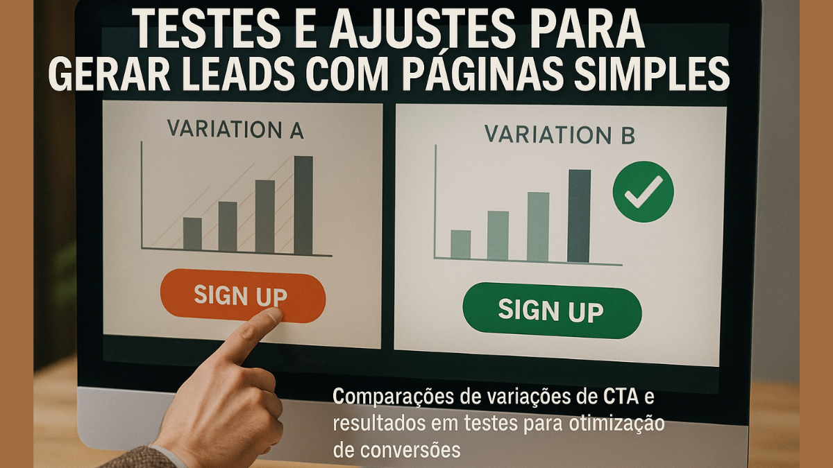 Tela mostrando duas variações de botão de inscrição com gráficos comparativos de desempenho em testes A/B.